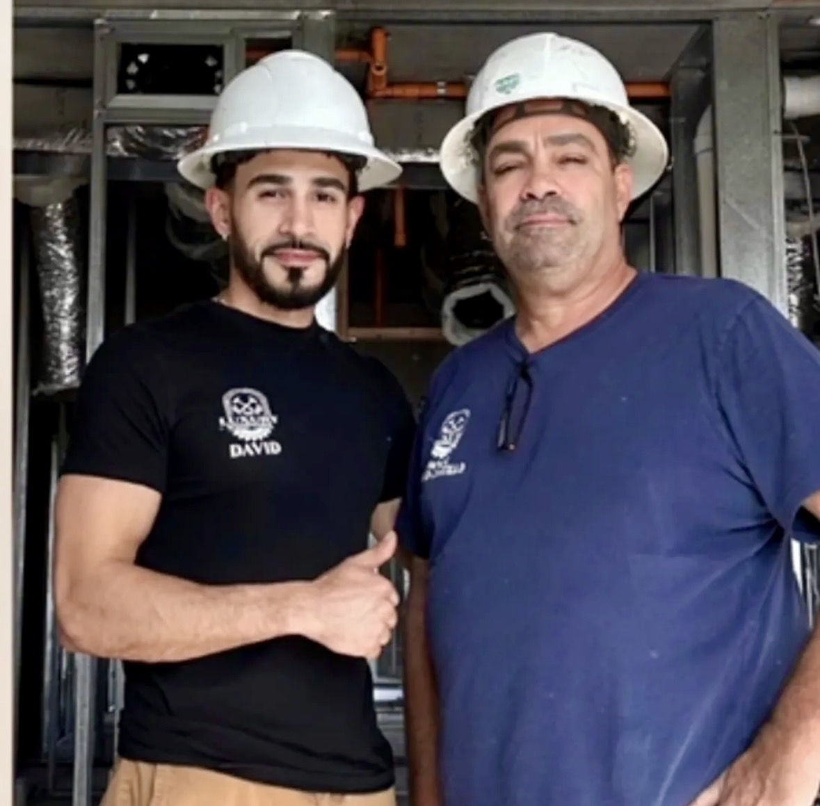 David and his father at a jobsite
